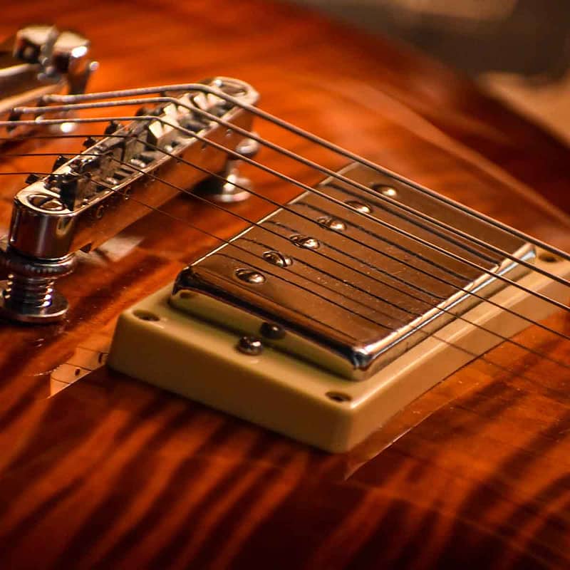closeup of Electric guitar pickup